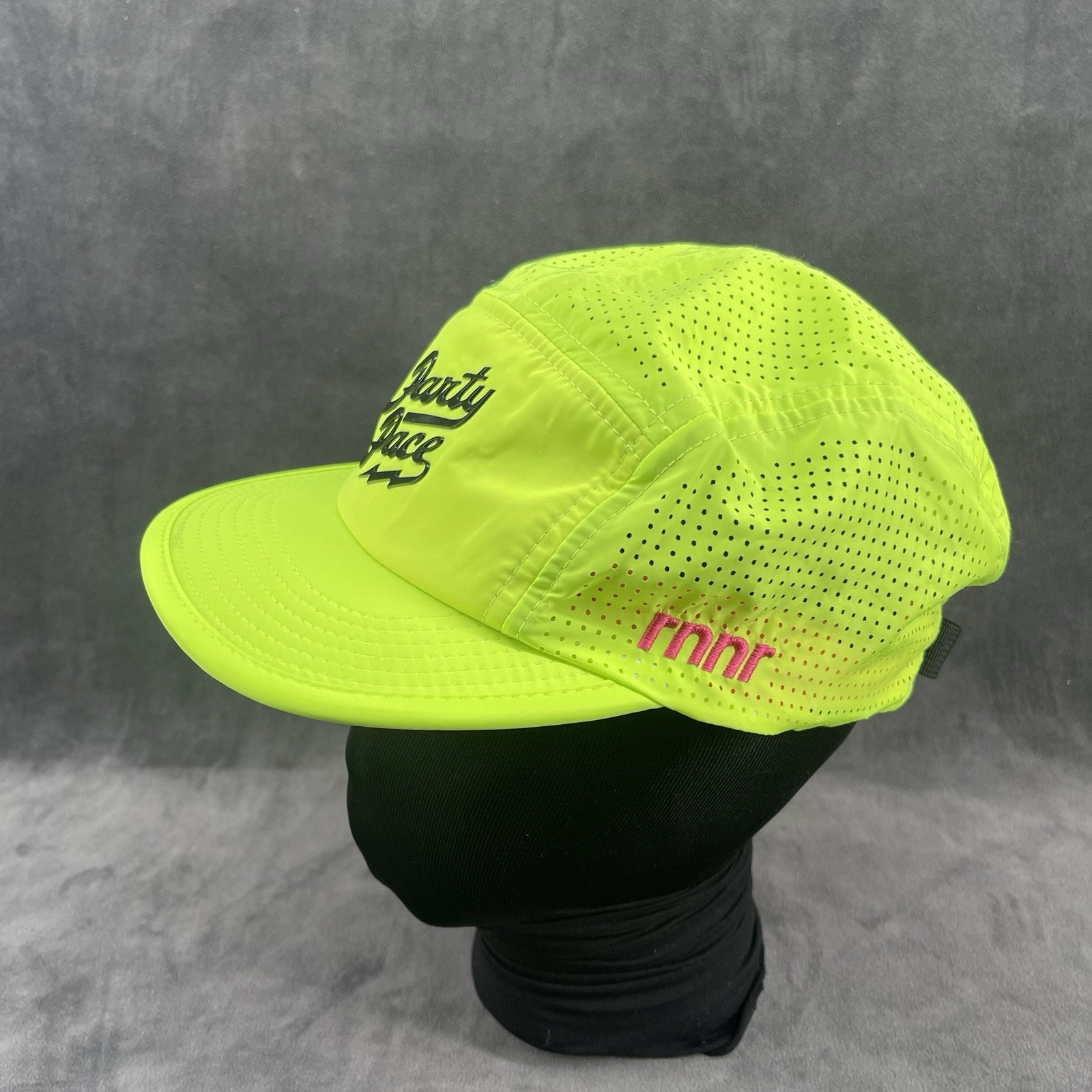 Party Pace Neon Green Running Cap Nwt 5 Panel Performance Race Hat — image 2 of 5